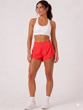 Lululemon Speed Up Shorts Sz 2 Tall Coral/Red Color Mid Rise 4" Lined Run Gym
